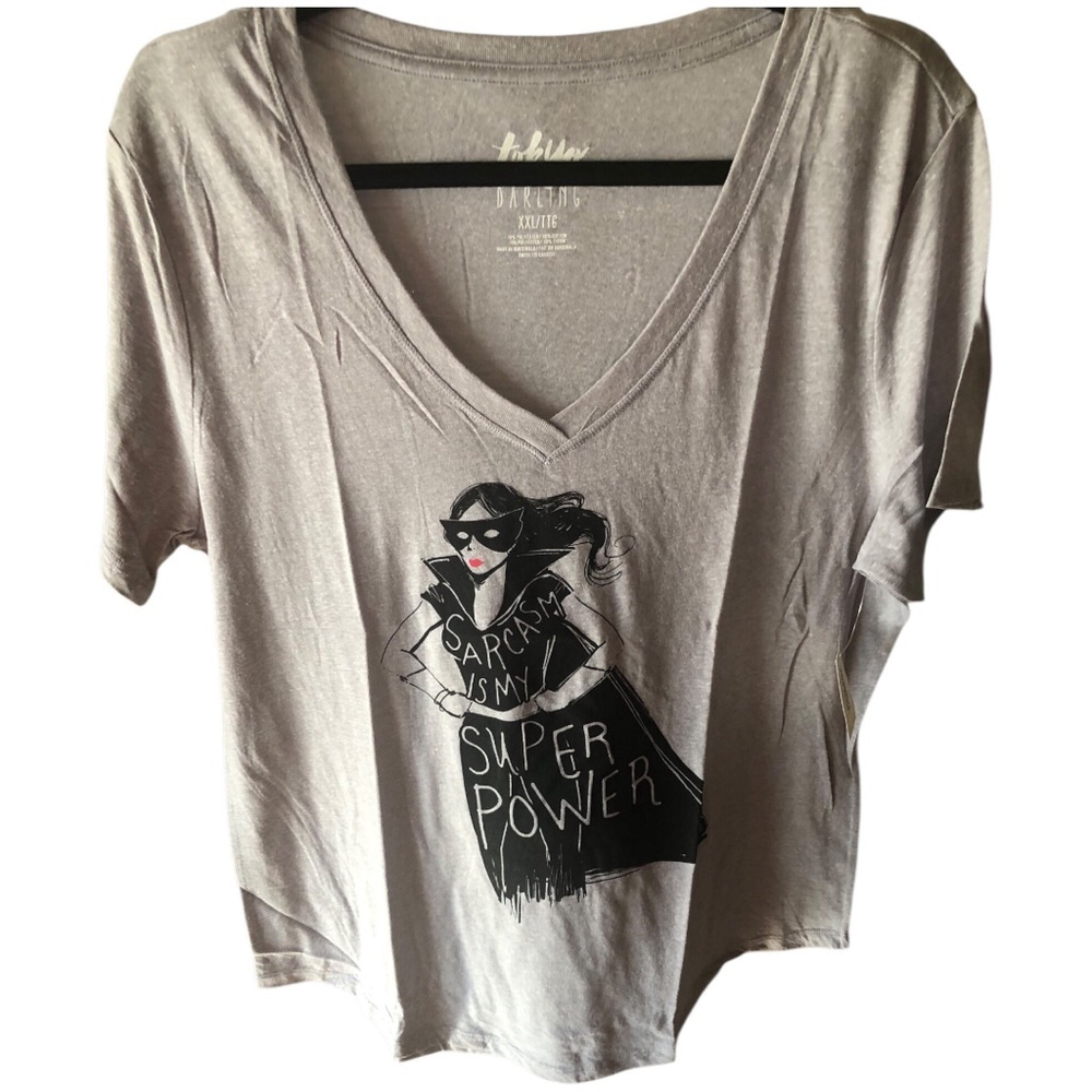 Tobias Darling “Sarcasm is My Super Power” T-Shirt XXL Gray Graphic Tee